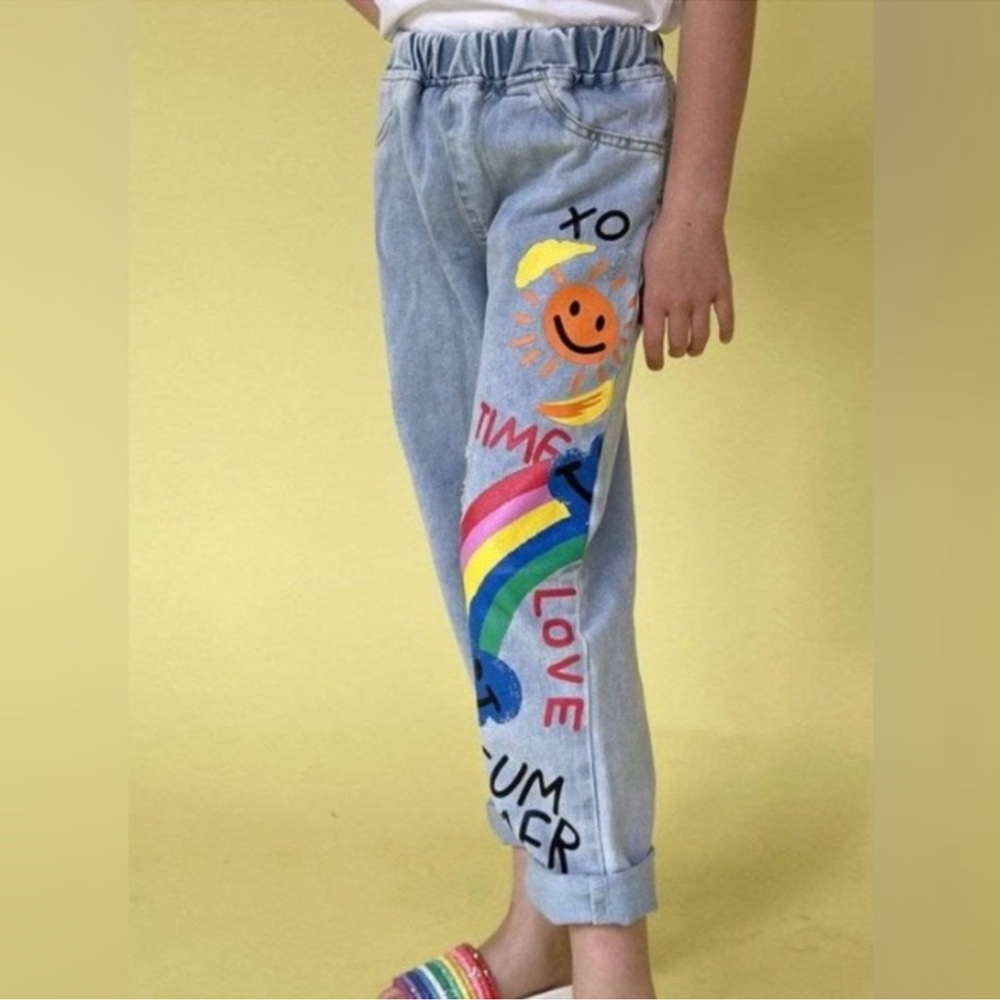 Lola + The Boys Toddler Painted Distressed Denim Relaxed Jeans Size 2T‎